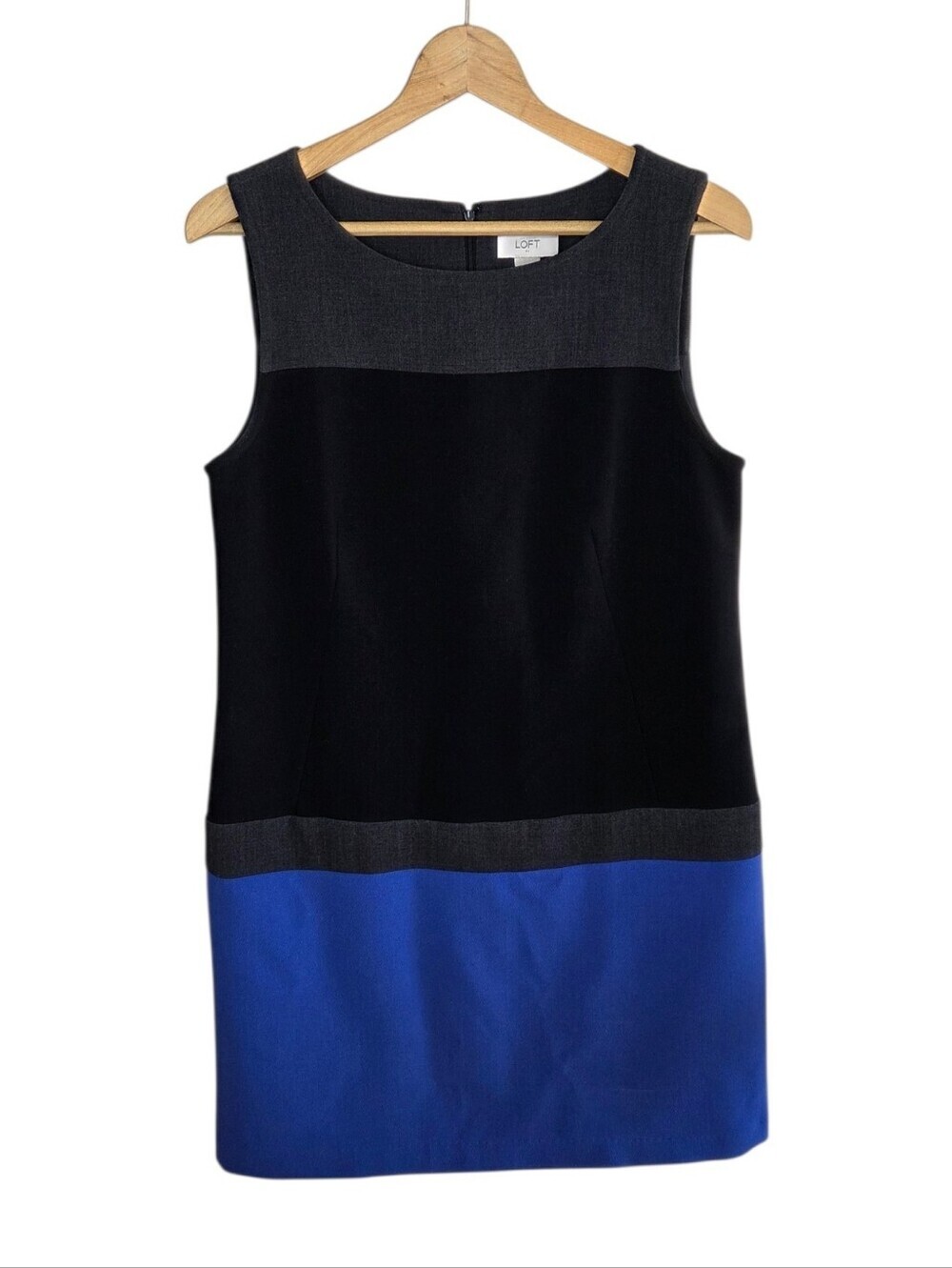Loft Factory Blue Gray Black Colorblock Sleeveless Dress Size 10